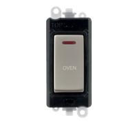 Click GridPro GM2218BKPN-OV 20AX Double Pole Switch with LED Module printed "Oven" - Pearl Nickel (Black)