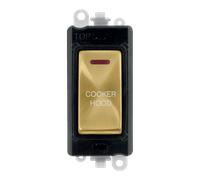 Click GridPro GM2218BKSB-CH 20AX Double Pole Switch with LED Module printed "Cooker Hood" - Satin Brass (Black)