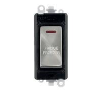 Click GridPro GM2218BKSC-FF 20AX Double Pole Switch with LED Module printed "Fridge Freezer" - Satin Chrome (Black)