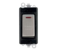 Click GridPro GM2218BKSS-TD 20AX Double Pole Switch with LED Module printed "Tumble Dryer" - Stainless Steel (Black)