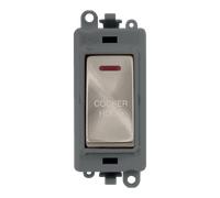 Click GridPro GM2218GYBS-CH 20AX Double Pole Switch with LED Module printed "Cooker Hood" - Brushed Stainless (Grey)