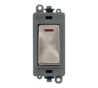 Click GridPro GM2218GYBS-TD 20AX Double Pole Switch with LED Module printed "Tumble Dryer" - Brushed Stainless (Grey)