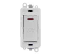 Click GridPro GM2218PW-TD 20AX Double Pole Switch with LED Module printed "Tumble Dryer" - Polar White