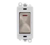 Click GridPro GM2218PWBS-OV 20AX Double Pole Switch with LED Module printed "Oven" - Brushed Stainless (Polar White)