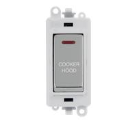 Click GridPro GM2218PWCH-CH 20AX Double Pole Switch with LED Module printed "Cooker Hood" - Polished Chrome (Polar White)