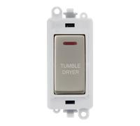 Click GridPro GM2218PWPN-TD 20AX Double Pole Switch with LED Module printed "Tumble Dryer" - Pearl Nickel (Polar White)