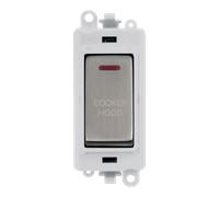 Click GridPro GM2218PWSS-CH 20AX Double Pole Switch with LED Module printed "Cooker Hood" - Stainless Steel (Polar White)