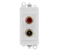 Click GridPro GM2490PW Twin RCA (Phono) Outlet Module - Polar White