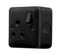 Click MCP034BK Metal Clad Pro 15A Round Pin Socket Outlet - Black