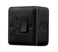Click MCP051BK Metal Clad Pro 13A Switched Fused Connection with Flex Outlet with Optional Flex Outlet - Black