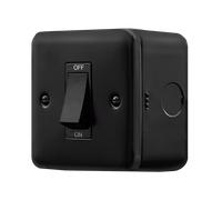Click MCP500BK Metal Clad Pro 50A 1 Gang Double Pole Plate Switch with White Rocker - Black