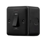 Click MCP501BK Metal Clad Pro 50A 1 Gang Double Pole Plate Switch with White Rocker & LED - Black