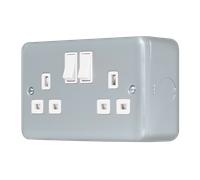 Click MCP536 Metal Clad Pro 13A 2 Gang Double Pole Safety Shutter Switched Socket Outlet