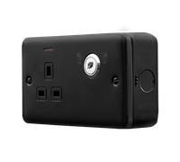 Click MCP655BK Metal Clad Pro 13A 1 Gang Double Pole Key Lockable Switched Socket with LED Indication - Black