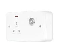 Click MCP655PW Metal Clad Pro 13A 1 Gang Double Pole Key Lockable Switched Socket with LED Indication - Polar White