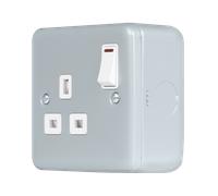 Click MCP835 Metal Clad Pro 13A 1 Gang Double Pole Safety Shutter Switched Socket Outlet with LED Indication