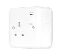Click MCP835PW Metal Clad Pro 13A 1 Gang Double Pole Safety Shutter Switched Socket Outlet with LED Indication - Polar White