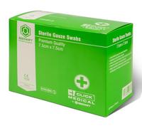 Click Medical 1 Pack of 5 Sterile Gauze Swabs Size 7.5 x 7.5 cm - Highly Absorbent Cushion - Prevents dryness in open wounds. (1 Pack of 5-BP 8 Ply)