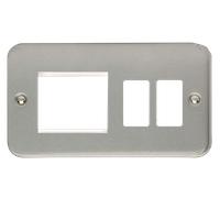 Click Metal Clad CL31102B 2 Gang GridPro Frontplate with Twin New Media Aperture & Back Box (No Knockouts)