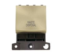 Click MiniGrid MD022SB-WD 20A DP Ingot Switch Module "Waste Disposal" - Satin Brass