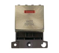 Click MiniGrid MD023AB-WD 20A DP Ingot Switch + Neon "Waste Disposal" - Antique Brass