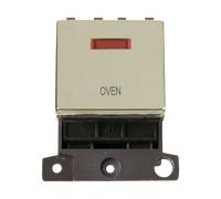 Click MiniGrid MD023BR-OV 20A DP Ingot Switch + Neon "Oven" - Polished Brass