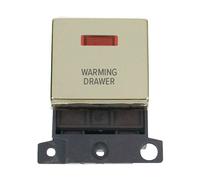 Click MiniGrid MD023BR-WDR 20A DP Ingot Switch + Neon "Warming Drawer" - Polished Brass