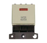 Click MiniGrid MD023BR-WH 20A DP Ingot Switch + Neon "Water Heater" - Polished Brass