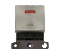 Click MiniGrid MD023BS-OV 20A DP Ingot Switch + Neon "Oven" - Brushed Stainless