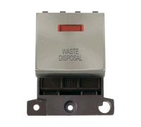 Click MiniGrid MD023BS-WD 20A DP Ingot Switch + Neon "Waste Disposal" - Brushed Stainless