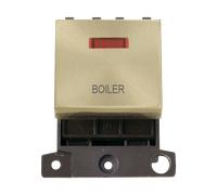 Click MiniGrid MD023SB-BL 20A DP Ingot Switch + Neon "Boiler" - Satin Brass