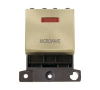 Click MiniGrid MD023SB-MW 20A DP Ingot Switch + Neon "Microwave" - Satin Brass