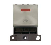 Click MiniGrid MD023SC-OV 20A DP Ingot Switch + Neon "Oven" - Satin Chrome