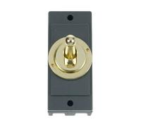 Click MiniGrid MD9125BR 10AX Intermediate Toggle Switch Module - Polished Brass