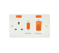 Click Mode 45A Cooker Switch With 13A Switched Socket Outlet With Neons CMA205