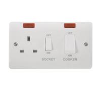 Click Mode 45A Cooker Switch With 13A Switched socket outlet With Neons CMA505
