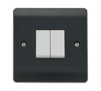 Click Mode CMA012AG Part M 10AX 2 Gang 2 Way Plate Switch - Anthracite Grey
