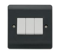 Click Mode CMA013AG Part M 10AX 3 Gang 2 Way Plate Switch - Anthracite Grey