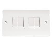Click Scolmore Mode 10A 4 Gang 2 Way Light Switch Polar White - CMA019