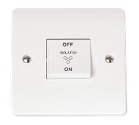 Click Mode CMA020 White Moulded 10A 3 Pole Fan Isolation Plate Switch