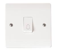 Click Mode CMA027 White Moulded 10AX 1 Gang 1 Way Retractive Plate Switch ‘Bell’