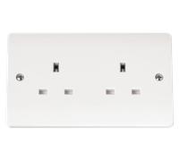 Click Mode CMA032 White Moulded 13A 2 Gang Unswitched Socket Outlet