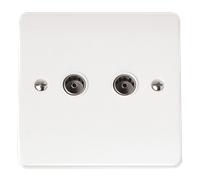 Click Mode CMA066 White Moulded Coaxial Socket Twin Outlet