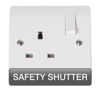 Click Mode CMA1035 White Moulded 13A 1 Gang DP Switched Safety Shutter Socket Outlet