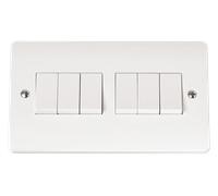 Click Mode CMA105 White Moulded 10AX 6 Gang 2 Way Plate Switch