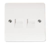 Click Mode CMA127 White Moulded 2G Twin Telephone Outlet (Secondary)