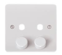 Click Mode CMA146PL White Moulded 2G Unfurnished Dimmer Plate & Knobs (800W Max) - 2 Apertures