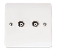 Click Mode CMA159 White Moulded Twin Isolated Coaxial Outlet