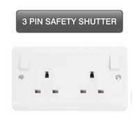 Click Mode CMA1836 White Moulded 13A 2G DP Switched Safety Shutter Socket Outlet + Outboard Rockers