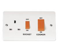 Click Mode CMA204 White Moulded 45A 2G DP Switch + 13A DP Switched Socket Outlet